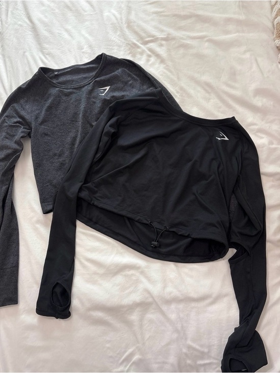 Gymshark Tops - Gymshark Black Long Sleeve Cropped Top bundle
